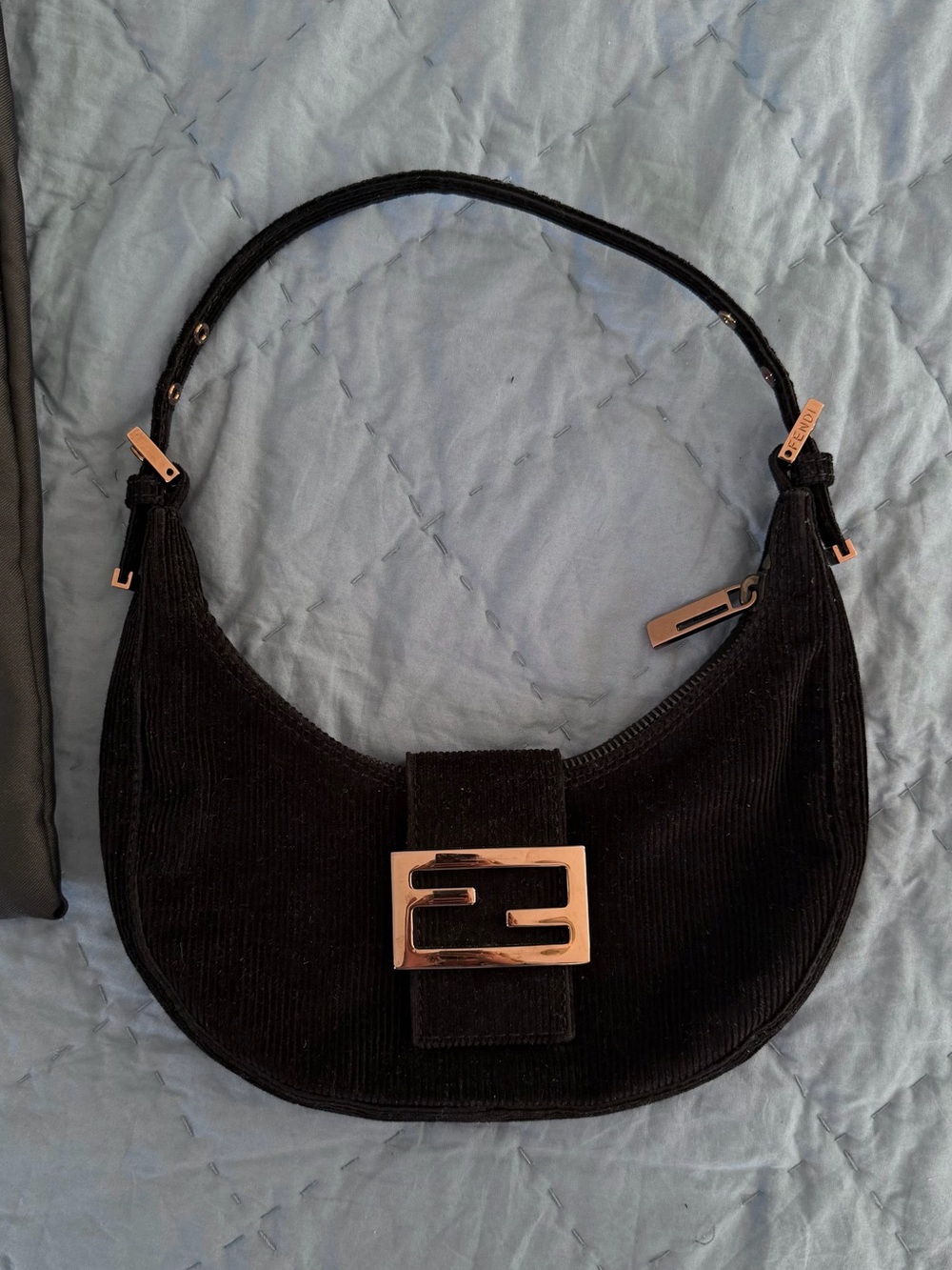 Fendi Corduroy Mini Croissant Shoulder Bag